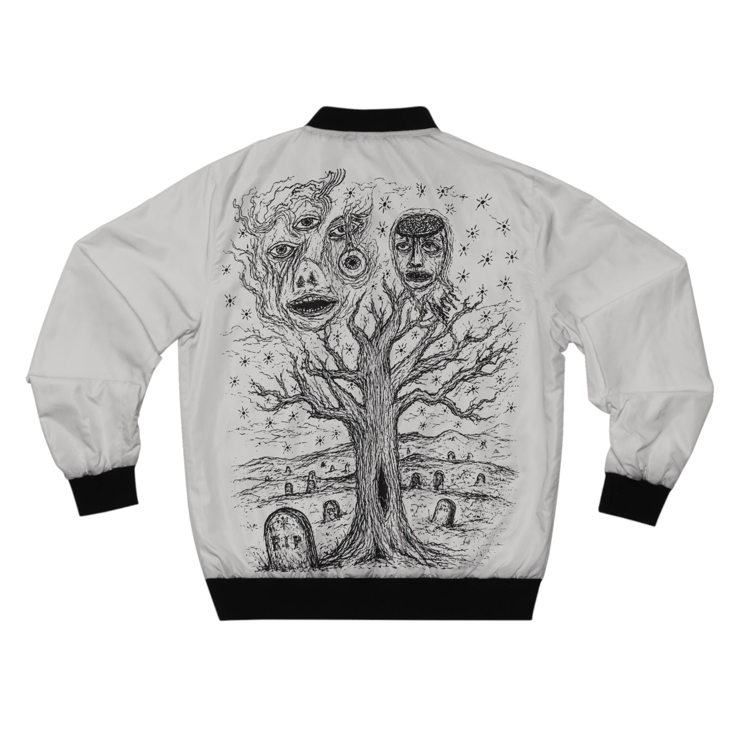 Bomber Jacket — Gothic Tree Graveyard Illustration