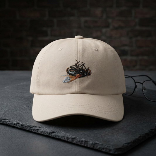 Dead Fly Embroidered Dad Cap — Vintage Insect Nature Baseball Hat